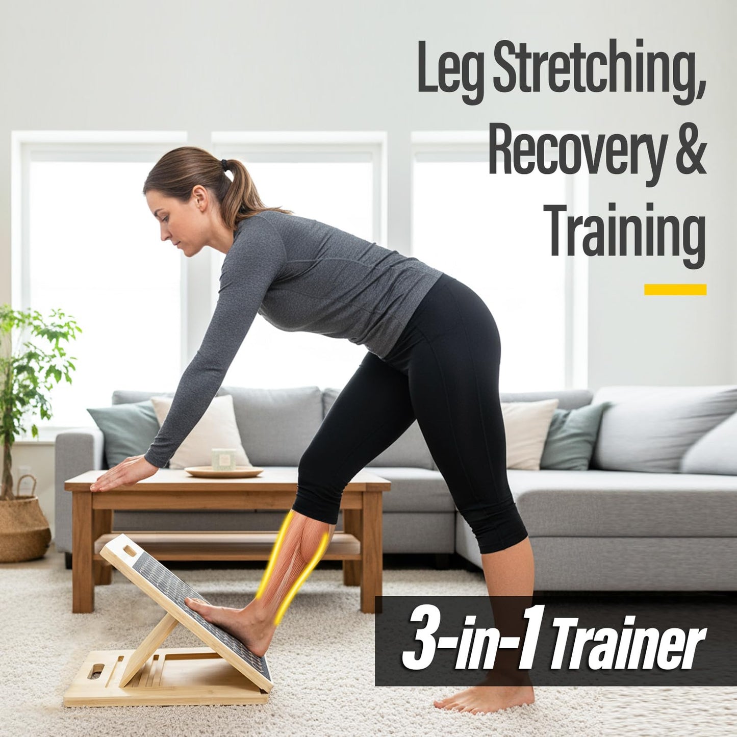 youkzuan 2026 New Slant Board Calf Stretcher | High-Strength Bamboo Calf Stretch Board | Large Slant Board for Calf Stretching & Exercise, Velour Board, Incline Board, Hamstring Stretcher