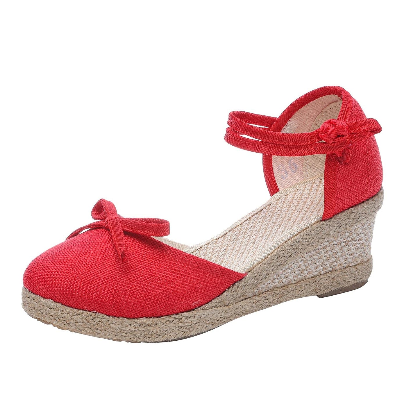 Shengsospp Women's Espadrille Wedge Sandal Casual Shoes Breathable Slip-on Outdoor Leisure Sandals Low Wedge Espadrille Sandals 06_Red, 7.5