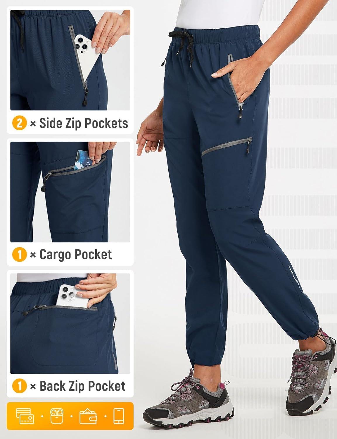Baleaf Women's Hiking Pants - Quick Dry, Lightweight & Water-Resistant Cargo Pants | All Seasons, Elastic Waist