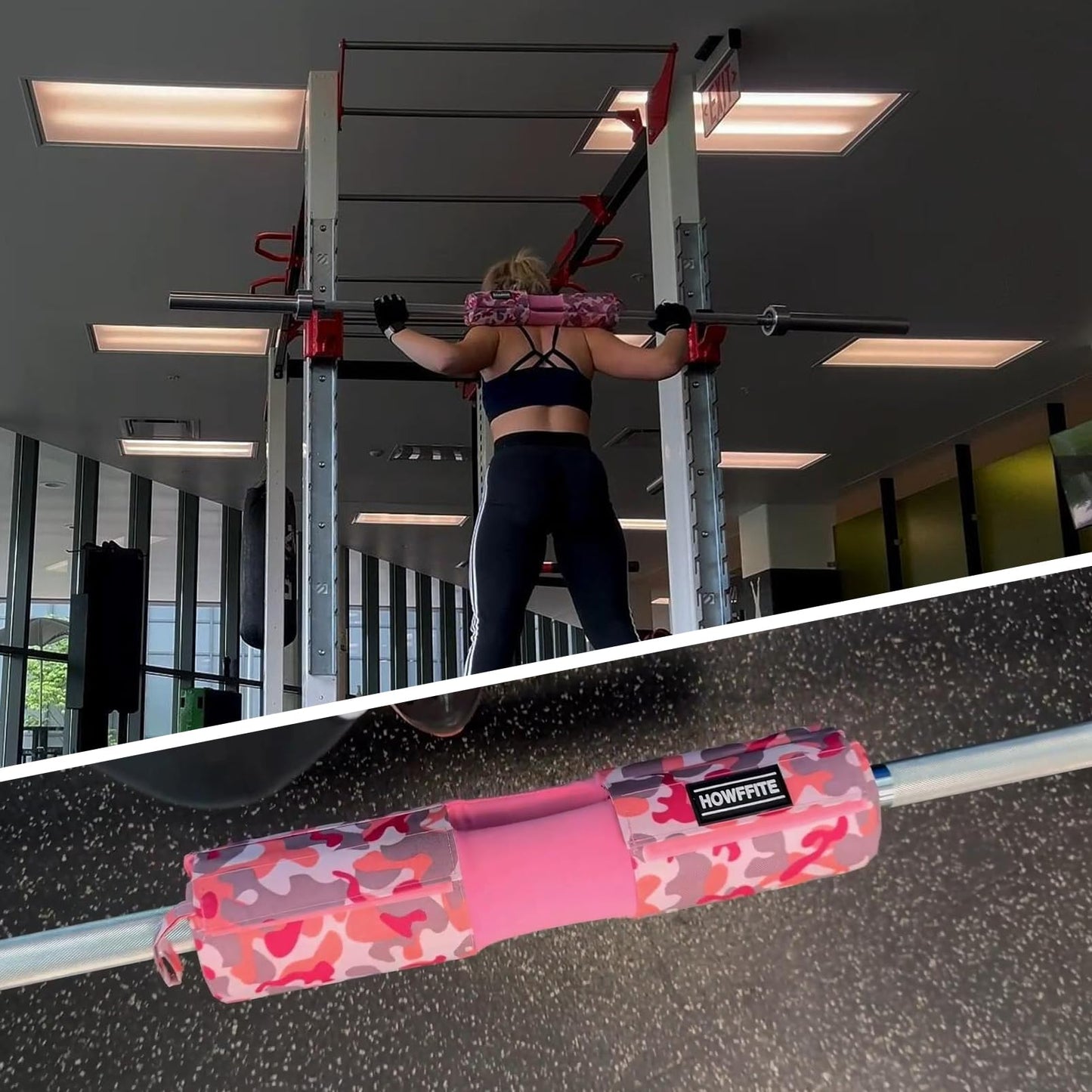 Squat Bar Pad Hip Thrust Cushion Pink Camo Style for Barbell Glute Bridge Weightlifting Fitness Provides Support to Neck and Shoulders While Exercise Gym Training Accessories