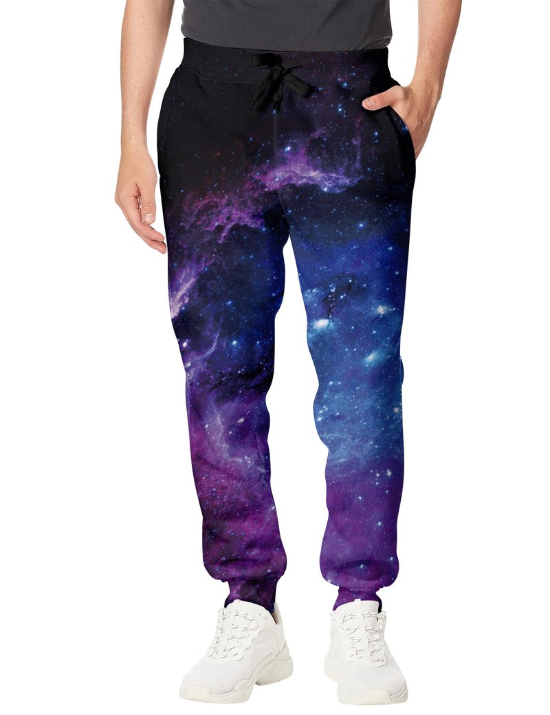 Goodstoworld Men Sweatpants Graphic Joggers for Women Cool Galaxy Rave Pants Neon Clothes Jogging Trousers with Drawstring Pockets L