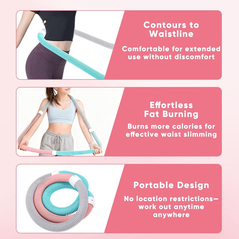 ZEMBSOYA Weighted Soft Spring Hula Hoop for Adults, Upgraded Closed Silent Version Fitness Hoop, Waist-Friendly, 3.3lb Portable Slimming Exercise Equipment for Home and Travel