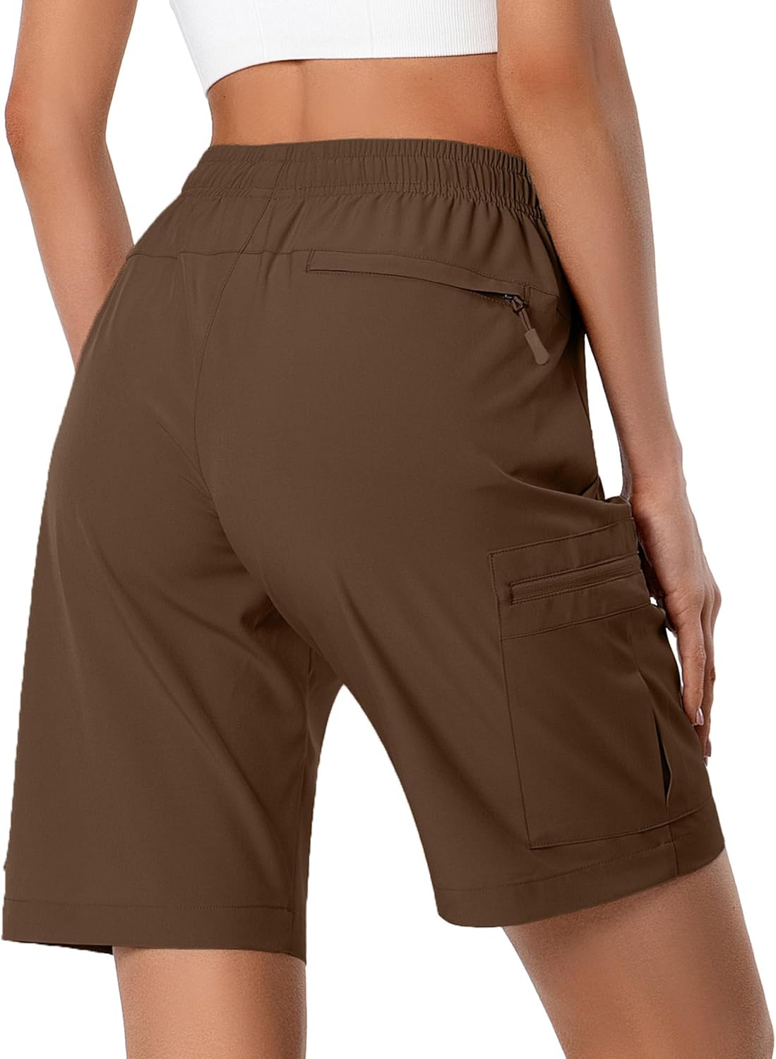 Women's Lightweight Hiking Cargo Shorts - Quick Dry Athletic Shorts with Zipper Pockets | Water Resistant, Ideal for Camping & Travel