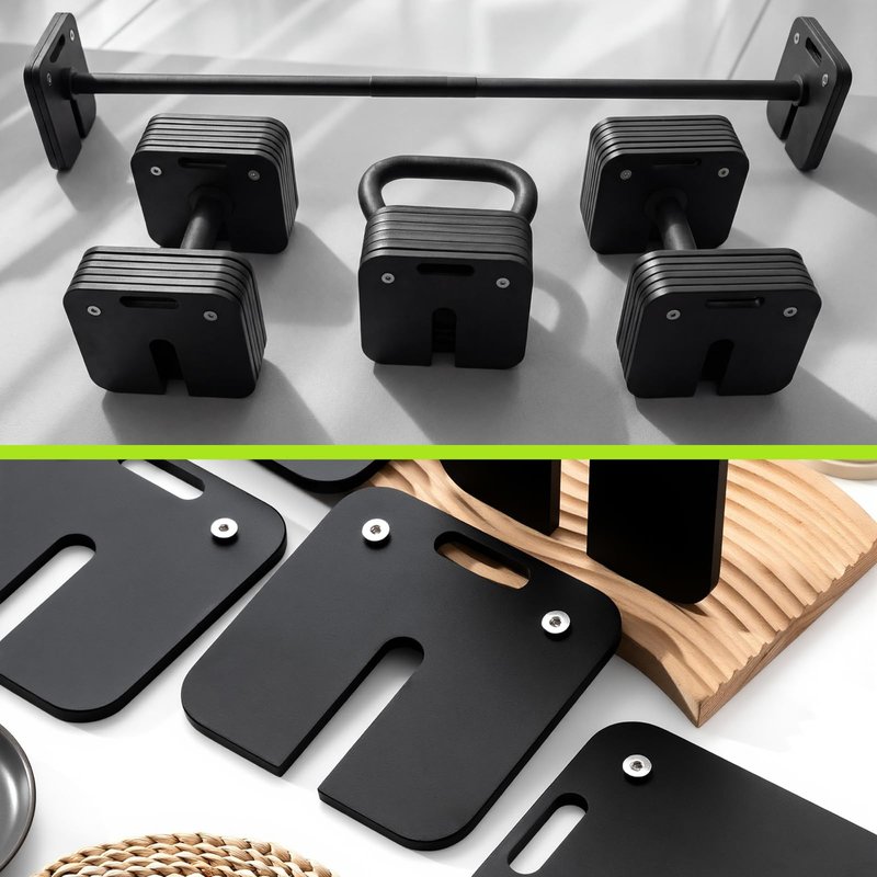 LEIFIDE 6 Pieces 5 lb Adjustable Dumbbell Plates Square 7.2 x 7.2 x 0.4 Inch, Iron Weight Plates Set Lock for Loading, Strength Training and Home Gym