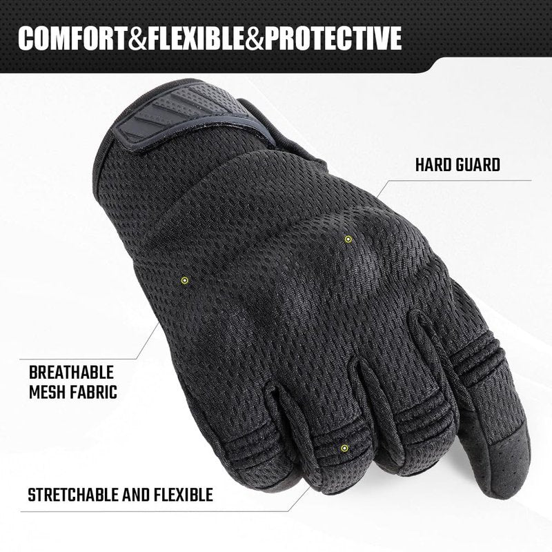 AXBXCX Touchscreen Full Finger Gloves for Men, Padded Outdoor Gloves Black Medium