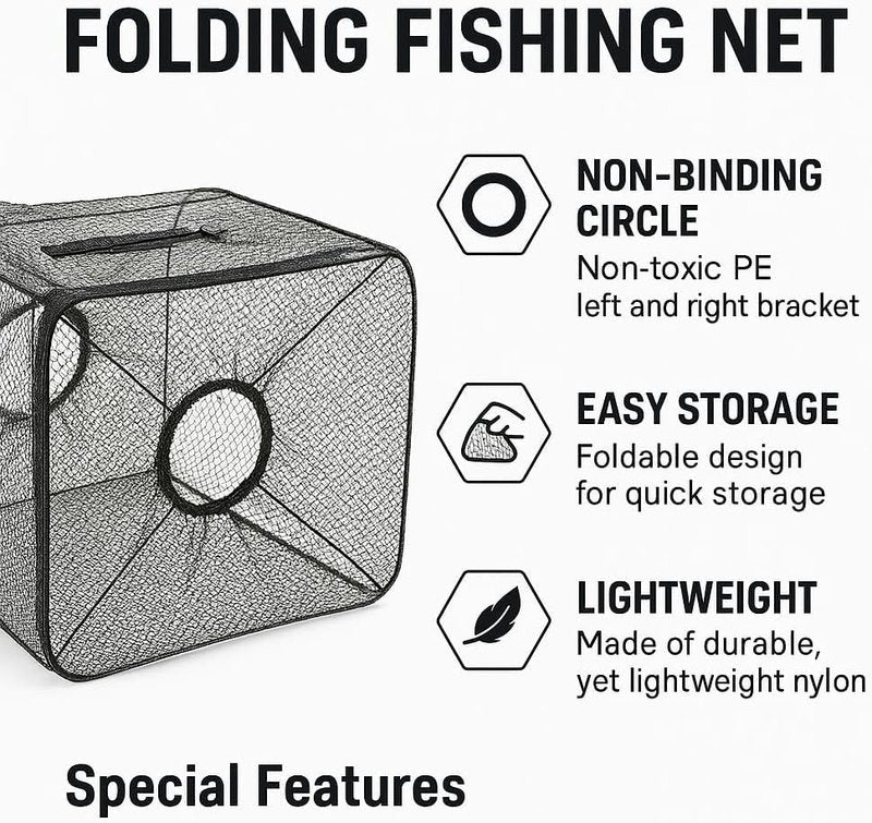 Fish Minnow Trap | Foldable Fishing Net 2-Pack for Easy Catching