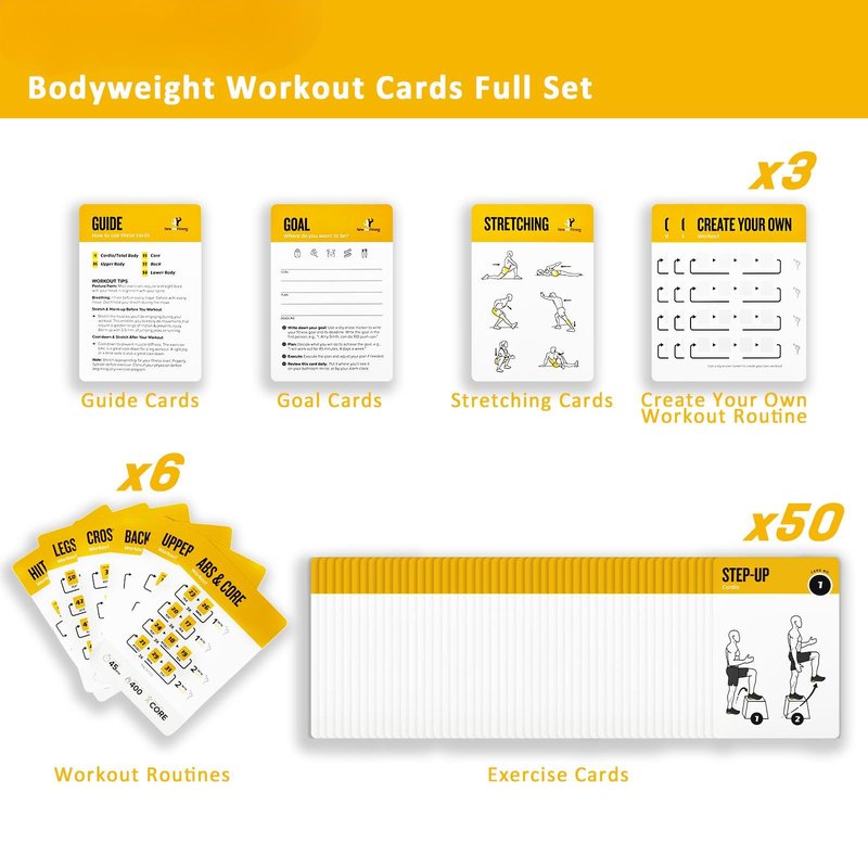 ELAORY Cable Workout Cards, 62 Exercises Cards Deck Large Size 5" x 3.5" Fitness Cards for Women & Men, Beginner Fitness Guide to Training Exercises at Home or Gym