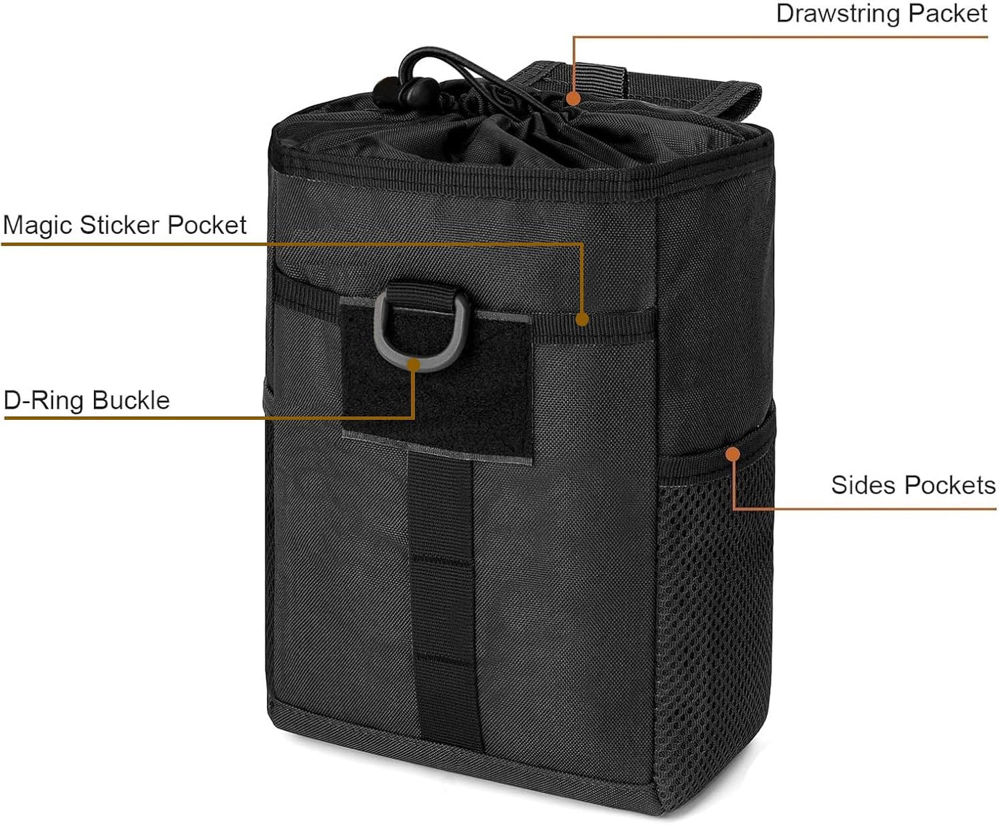 Molle Dump Pouch - Roll-Up Drawstring Utility Bag for Ammo & Magazines | EDC Folding Waist Bag for Shooting & Hunting
