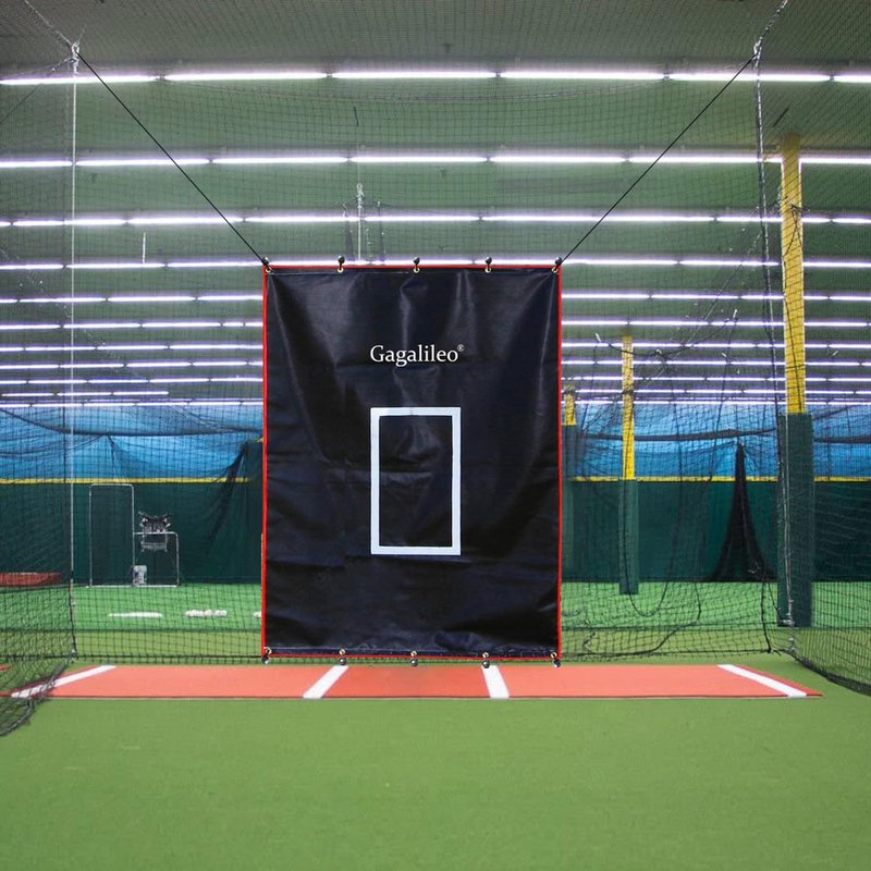 Gagalileo Baseball Softball Pitching Vinyl Hitting Backstop Rubber Target Padding for Outdoor Vinyl Batting Cage Rubber Padded Black Backstop Mat Softball Chain Link Hanging Rolling Baseball Backstop