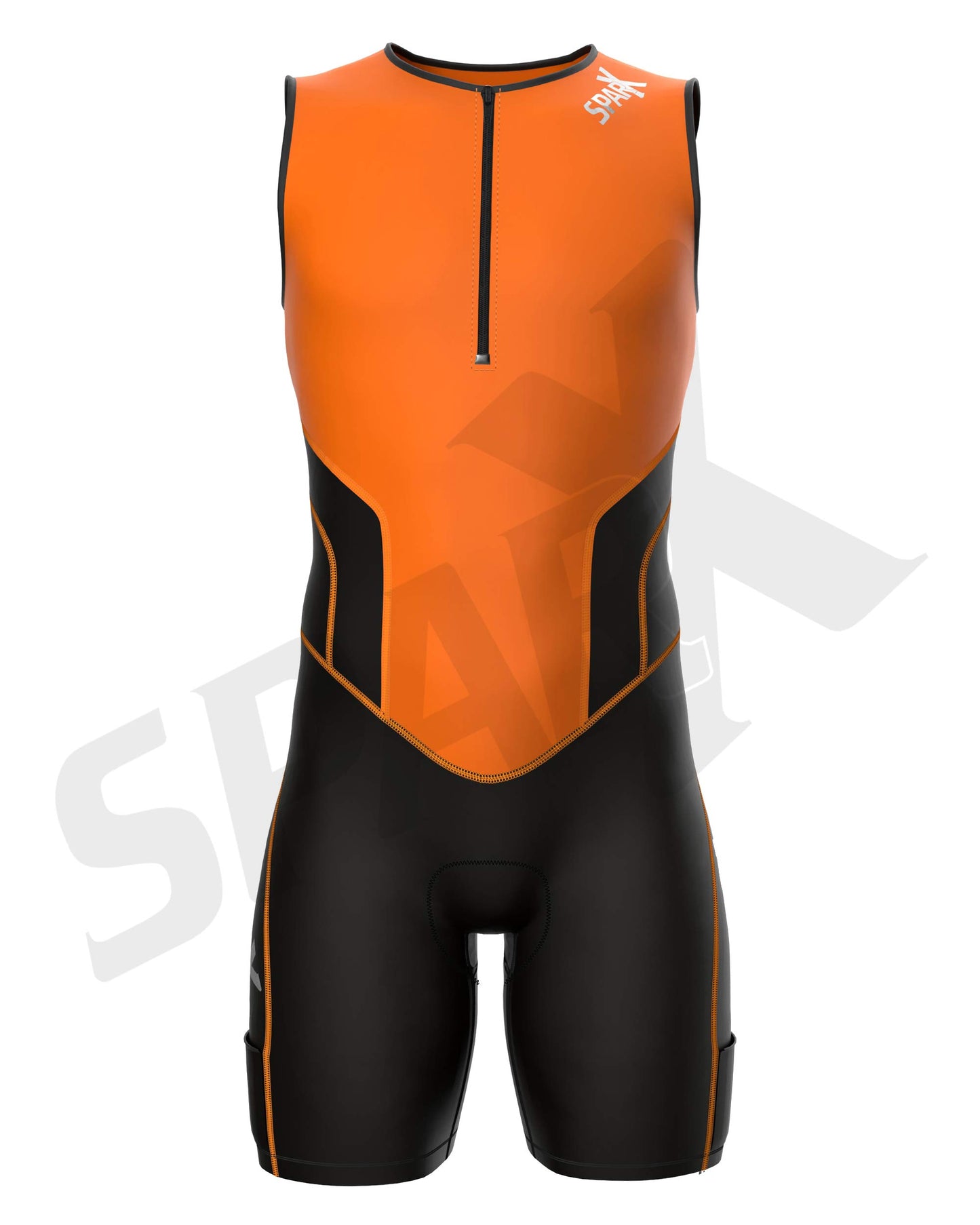 Sparx X Triathlon Suit Men Racing Tri Cycling Skin Suit Bike Swim Run (Orange, Medium)