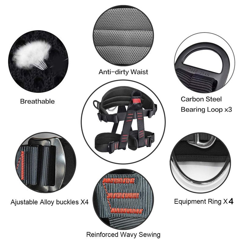 HeeJo Climbing, Safety Safe Seat Belt for Outdoor Tree Climbing, Outward Band Expanding Training Large Size,Climbing Gear