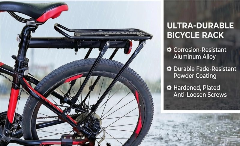 COMINGFIT 2026 Upgraded Bicycle Cargo Rack, 180lbs Heavy Duty Bike Rear Rack, 4-Leg Double Strength, 2.0mm Thickened Universal for MTB Road City Kids Fat Tire Bike (3.5"), with Anti-Rub Guards