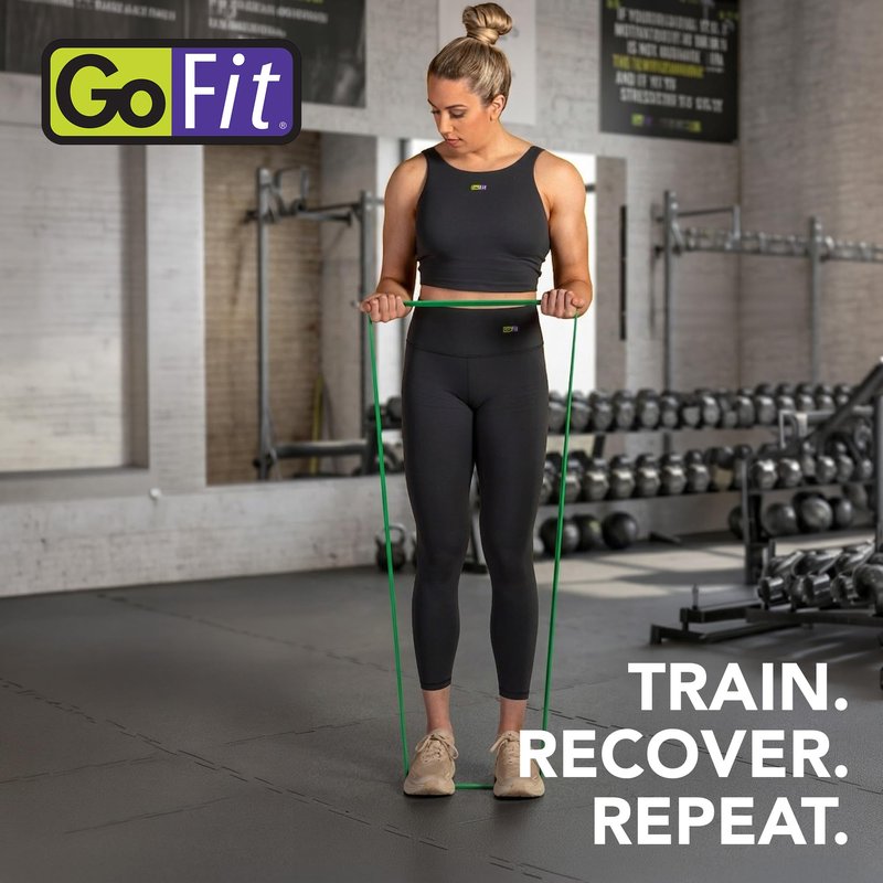 GoFit Pro Super Band 30-50lbs Durable Resistance Bands for Strength Training, Pilates, Stretching, Home Workouts, and Full-Body Exercise, Green