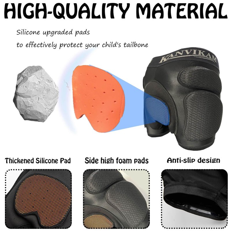 Kids 3D Padded Shorts for Skateboard Skiing Snowboard,Silicone and EVA Pads Shorty Pants Effectively Protect Child's Hips Tailbone