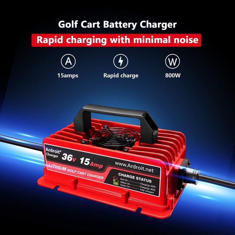 36V Lithium Battery Charger, 43.8V 15A Fast Charging for Golf Cart, IP67 Waterproof, 36 Volt 15 Amp Lithium Charger, Fully Automatic Smart Charging