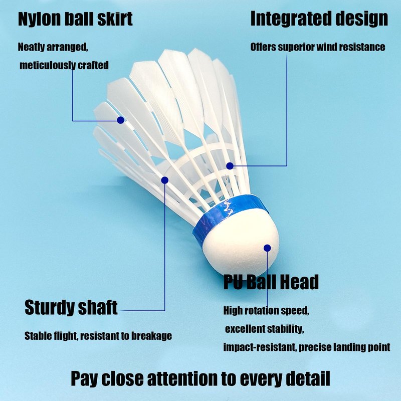 Mamiko Biomimetic Badminton Birdies 12 PCS,Nylon Badminton Shuttlecocks with Stability Durability for Baseball Batting Practice Training,Medium Speed Birdie Balls for Backyards Indoor Outdoor Sports