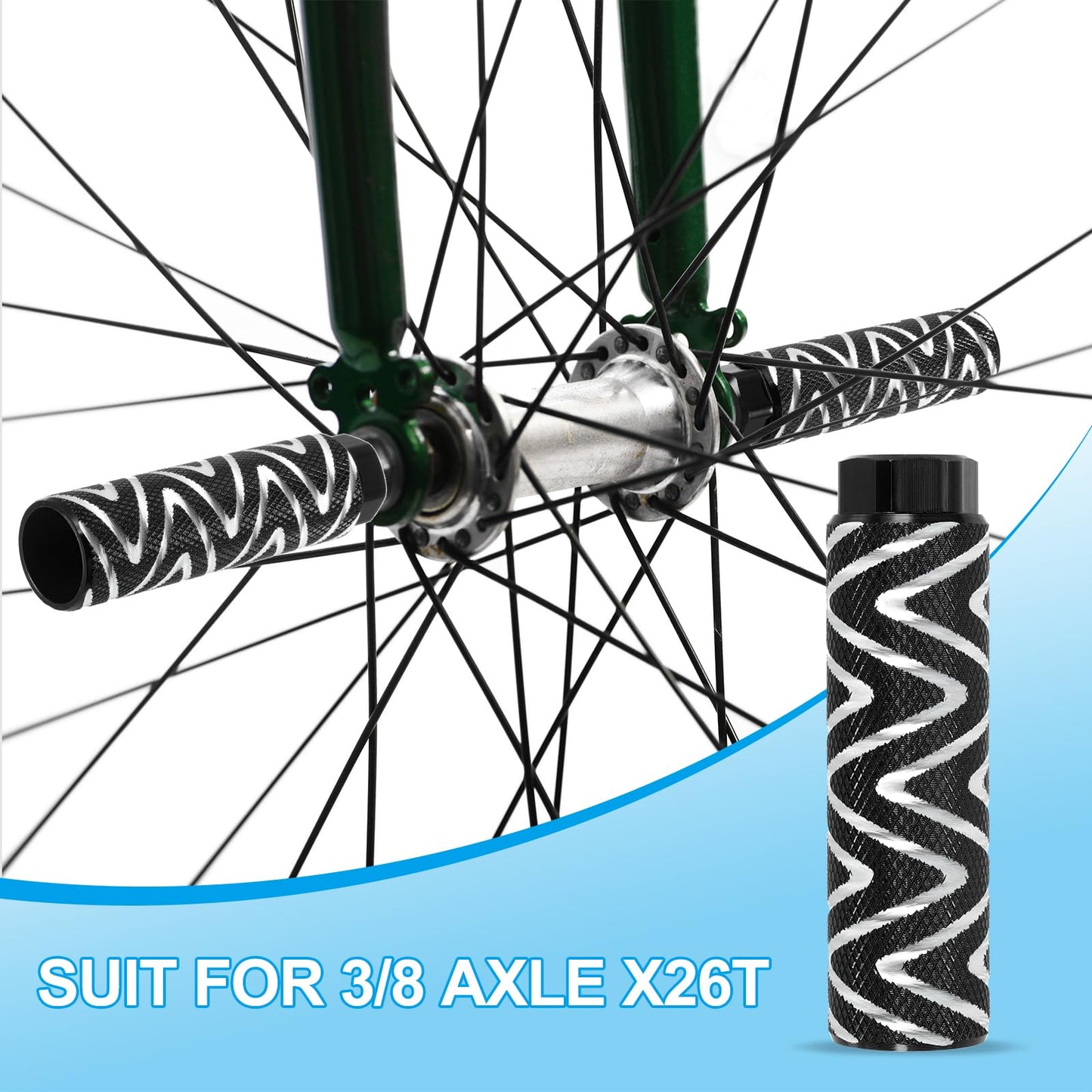 PATIKIL Aluminum Alloy S-Shape Bike Pegs Fit 3/8 inch Axles, 4 Pack Anti-Skid Lead Foot Bicycle Pegs Back Seat Stands for BMX Mountain Bike Cycling Rear Stunt Pegs, Sky Blue