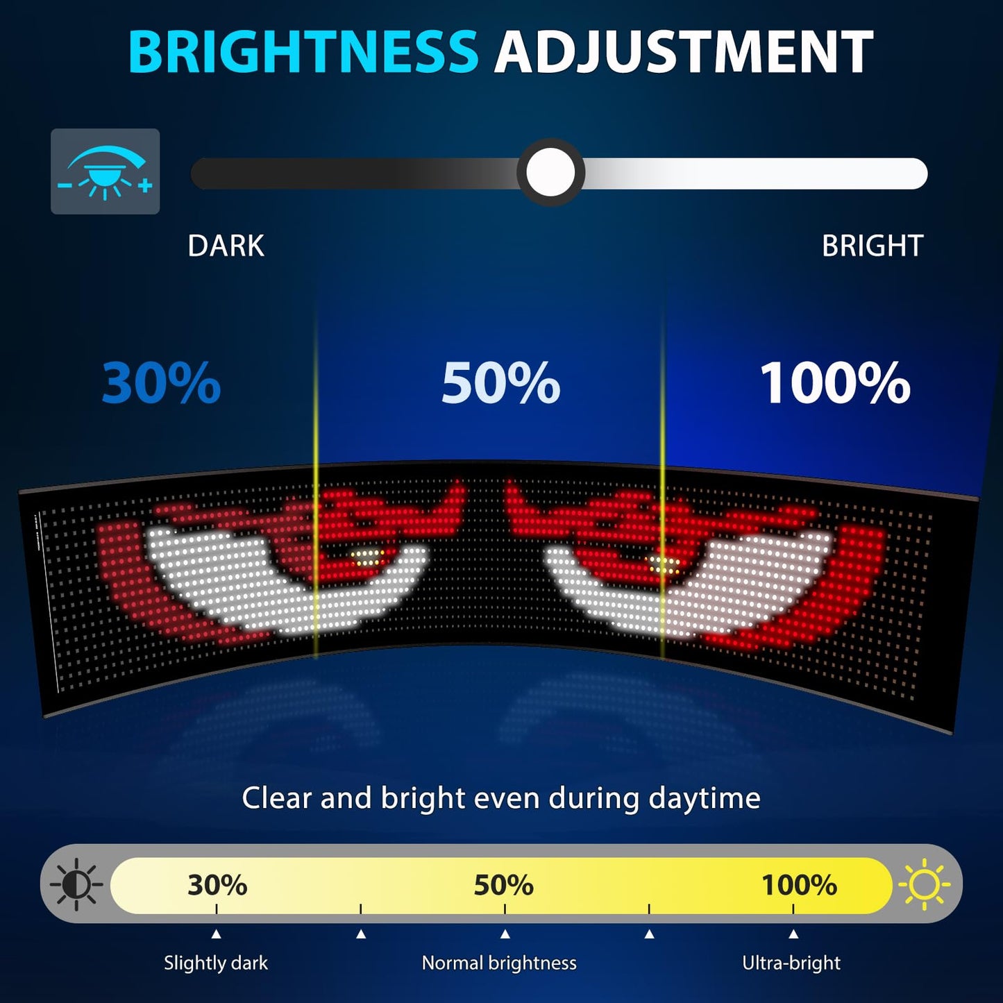 Golf Cart Multiple Devil Eyes Light Sign, 23.42"x4.72" Programmable LED Display for Windshield with App Control, DIY Pattern Trucks Suvs Flexible Screen LED Lights for Festivals Decoration