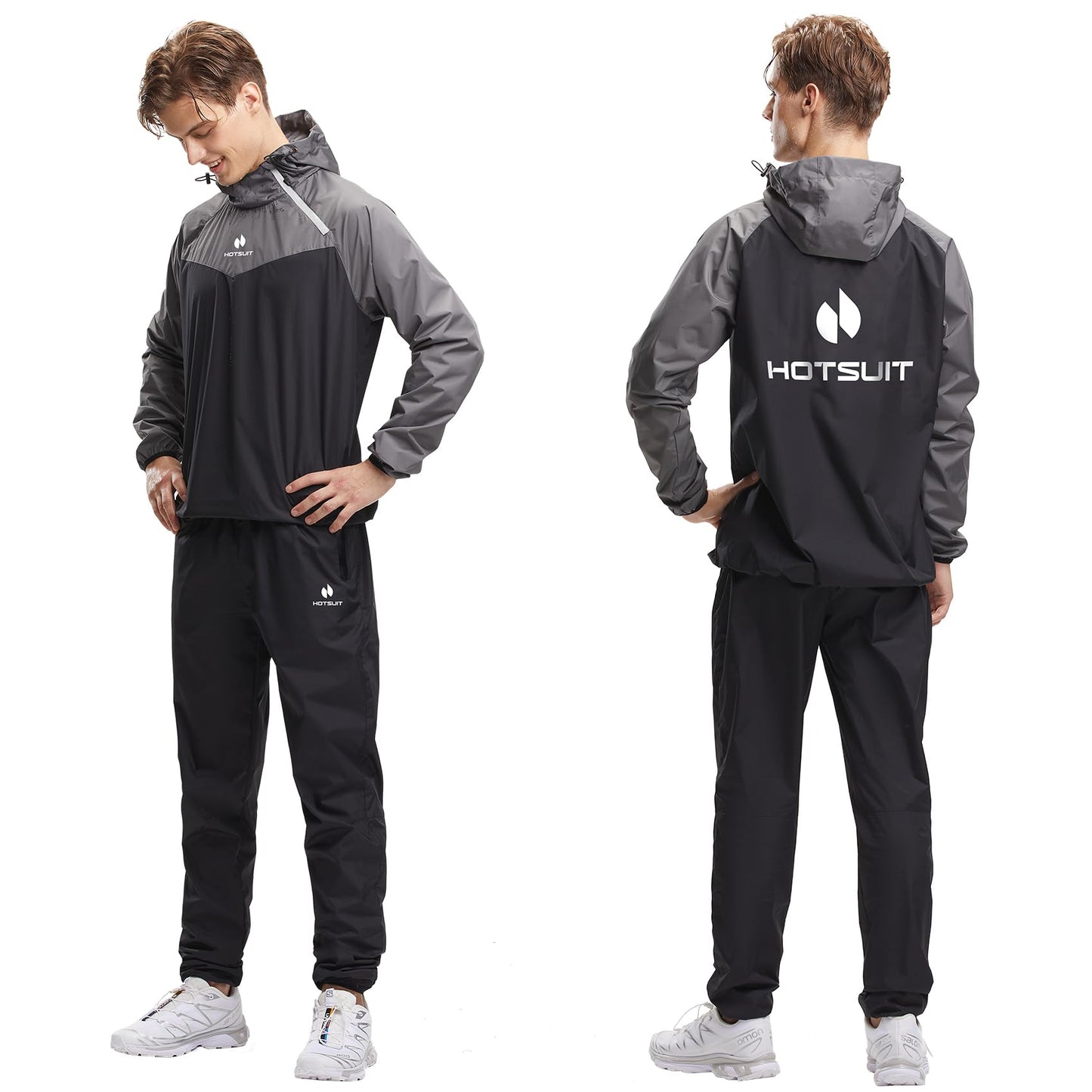 HOTSUIT Sauna Suit for Men Weight Loss Sweat Suits Sauna Jacket Pant Gym Workout, Gray, XXL