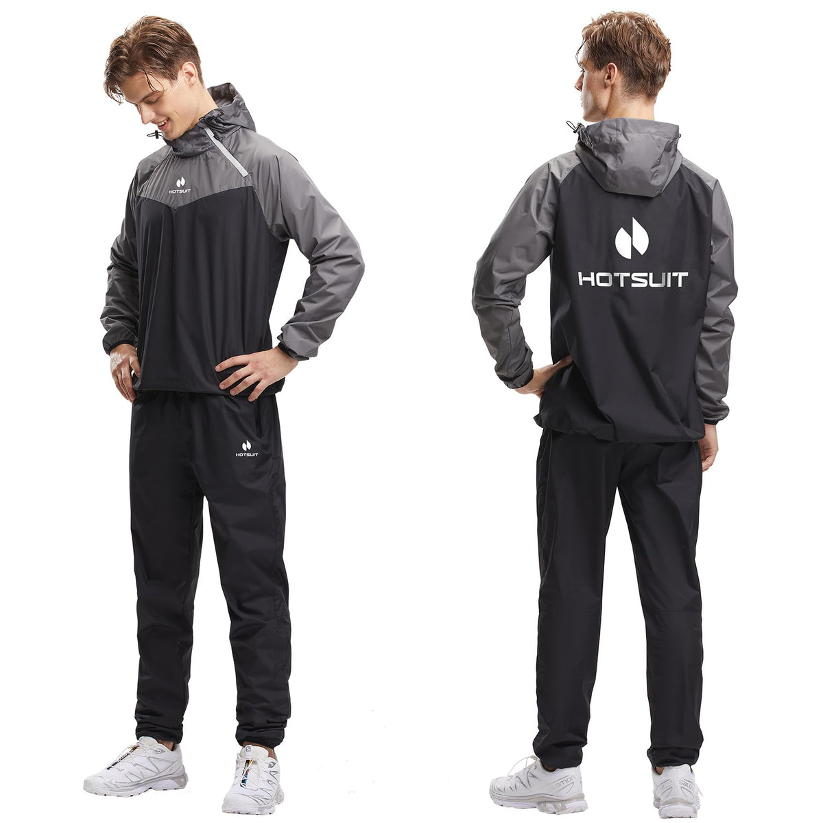 HOTSUIT Sauna Suit for Men Weight Loss Sweat Suits Sauna Jacket Pant Gym Workout, Gray, 4XL