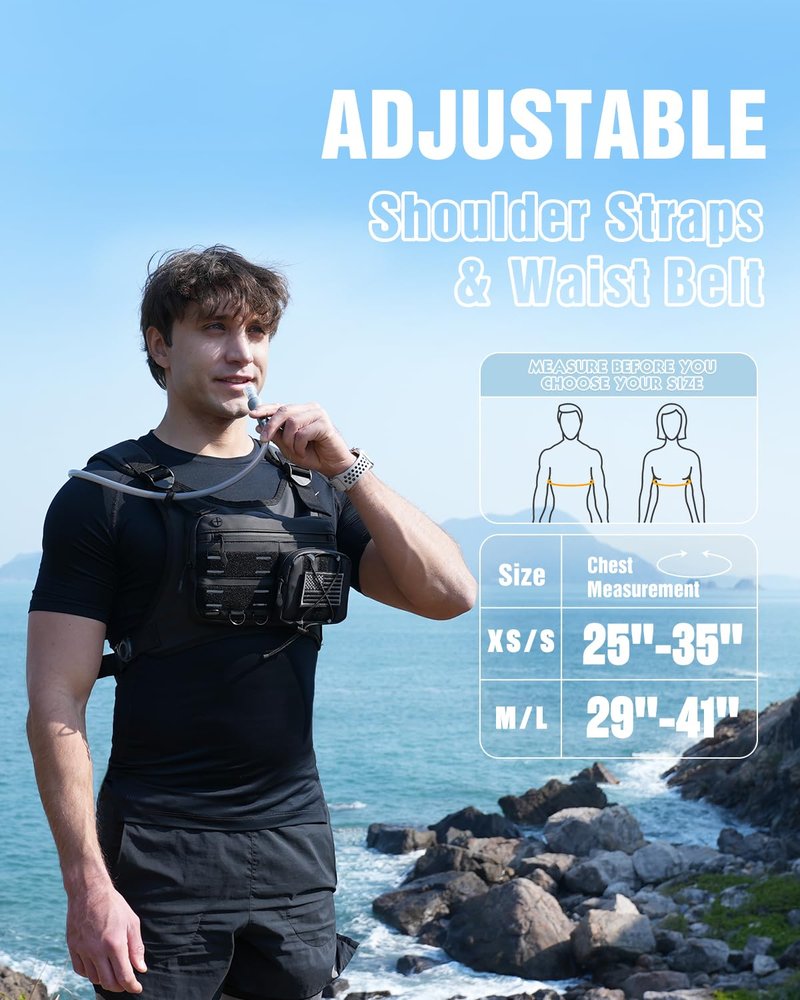 Zelvot Running Vest with 2L Water Bladder, Hydration Backpack, U.S. Design Patent, Lightweight Hydration Pack with Gear Holder, Reflective Chest Pack for Men Women for Marathon (Black, M/L)