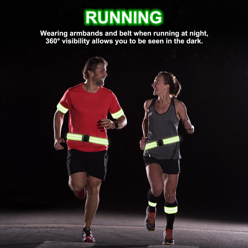PATIKIL High Visibility Reflective Bands for Wrist Arm Ankle Leg, Adjustable Reflective PT Belt with 4Pcs Armbands & Storage Bag for Women Men Night Running Walking Cycling, Orange