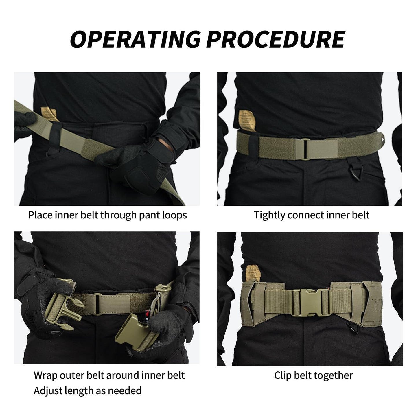 YAKEDA Tactical Battle Belt-3 in 1 Rigger Heavy Duty Combat Belt with 4 D-Rings for Work, Hunting & Outdoor,Training (Tan, L(40"-44"))