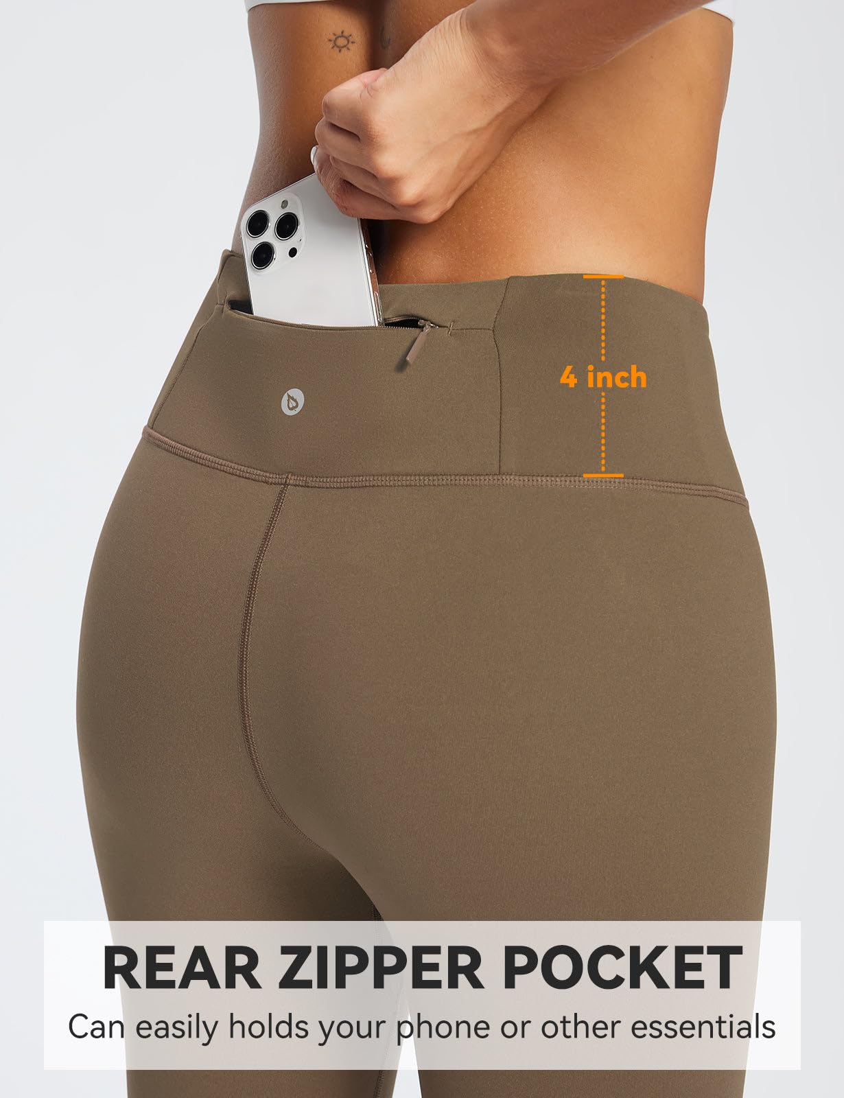baleaf Fleece Lined Leggings for Women Water Resistant Thermal Hiking Pants Running Gear Skiing Tights Cold Weather Brown S