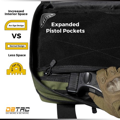 DBTAC Gun Case Bag Compact Small-PLUS | Tactical 3x Pistol Bag Handgun Revolver Shooting Case with Lockable Zipper for Shooting Range Outdoor Hunting, OD Green