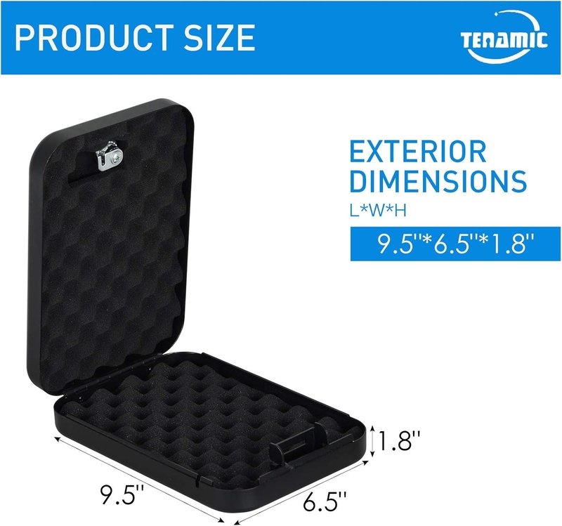 Portable Gun Safe - Solid Steel Handgun Lock Box for Travel | Black