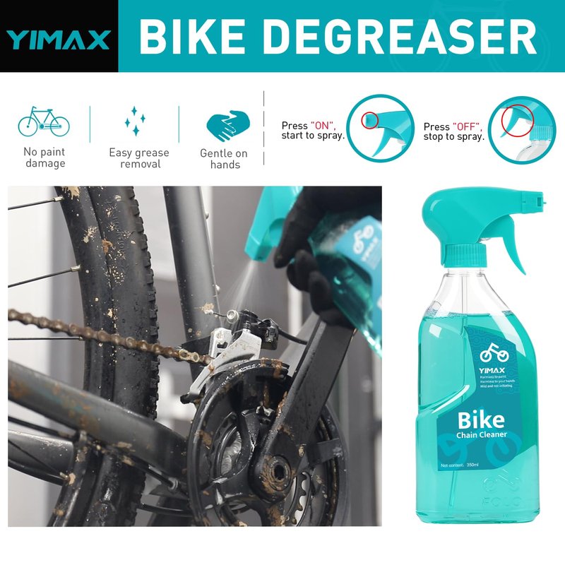 YIMAX Bike Chain Cleaner Set, Bicycle Cleaning Kit Chain Lube and 500ml Cleaning Spray Biodegradable Bike Chain Lubricant with Brushes Cycling Maintenance (Cleaner-410ML)
