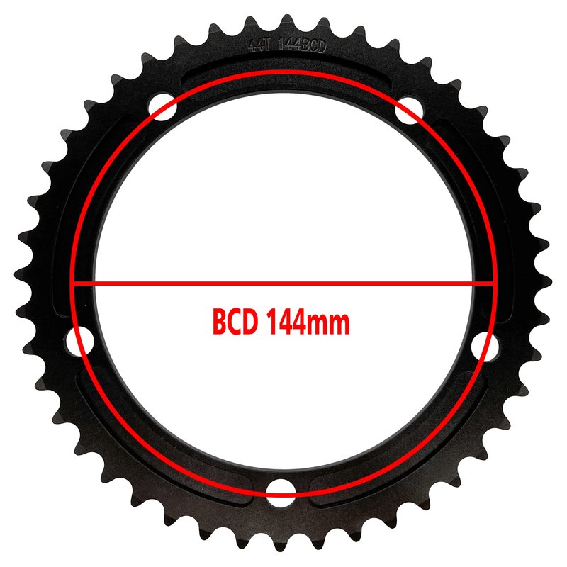 DECKAS Single Speed Chainring 144 BCD 44T 46T 48T 50T 52T 54T 56T Chain Ring Chain Wheel for 7/8/9/10/11/12 - Speed (Black 46T)