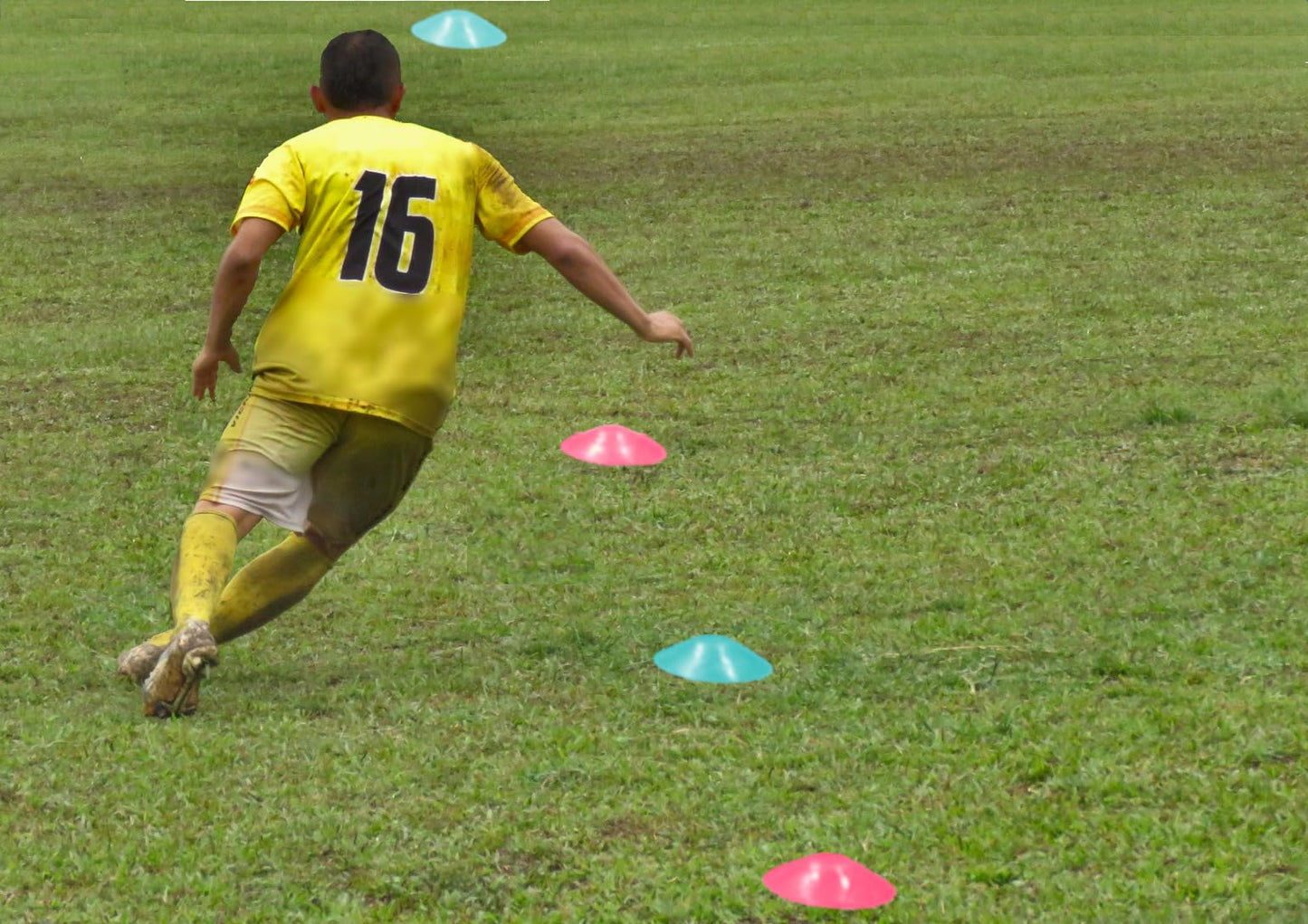 justjogo Agility Training Cones 30-Pack, Round Mesh Carry Bag, Sports Practice, Workout Equipment (Blue Bag and Pink Cones)