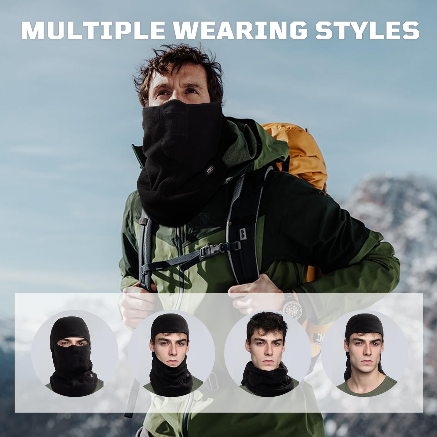 1TG Tactical Winter Balaclava Mask - Thermal Windproof Face Cover for Men & Women - Neck Gaiter for Skiing, Motorcycle Riding