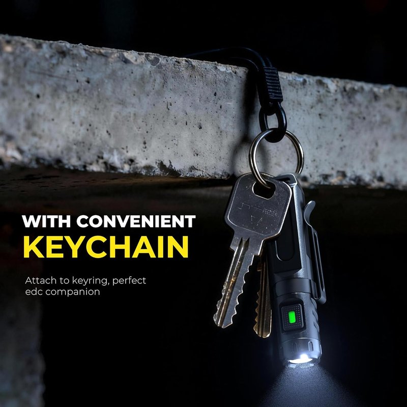 Keychain Flashlight - 650 Lumens USB-C Rechargeable Mini Light | Waterproof Pocket Size for Camping & Emergencies - Midnight Black