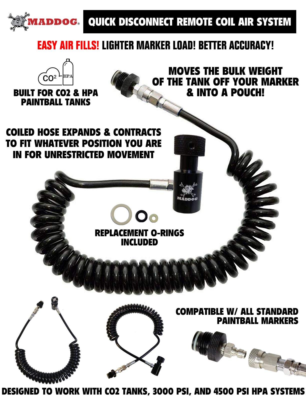 Maddog Heavy Duty Paintball Tank Remote Coil - Compressed Air (HPA) / CO2