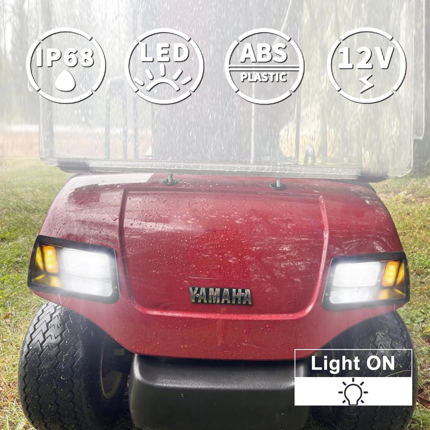 Orle Oko LED Head Light Kit For YAMAHA G14 G16 G19 G22 Gas or Electric Golf Cart Models Passenger Driver Side Replace 12V Headlights Light Kit Assembly For YAMAHA