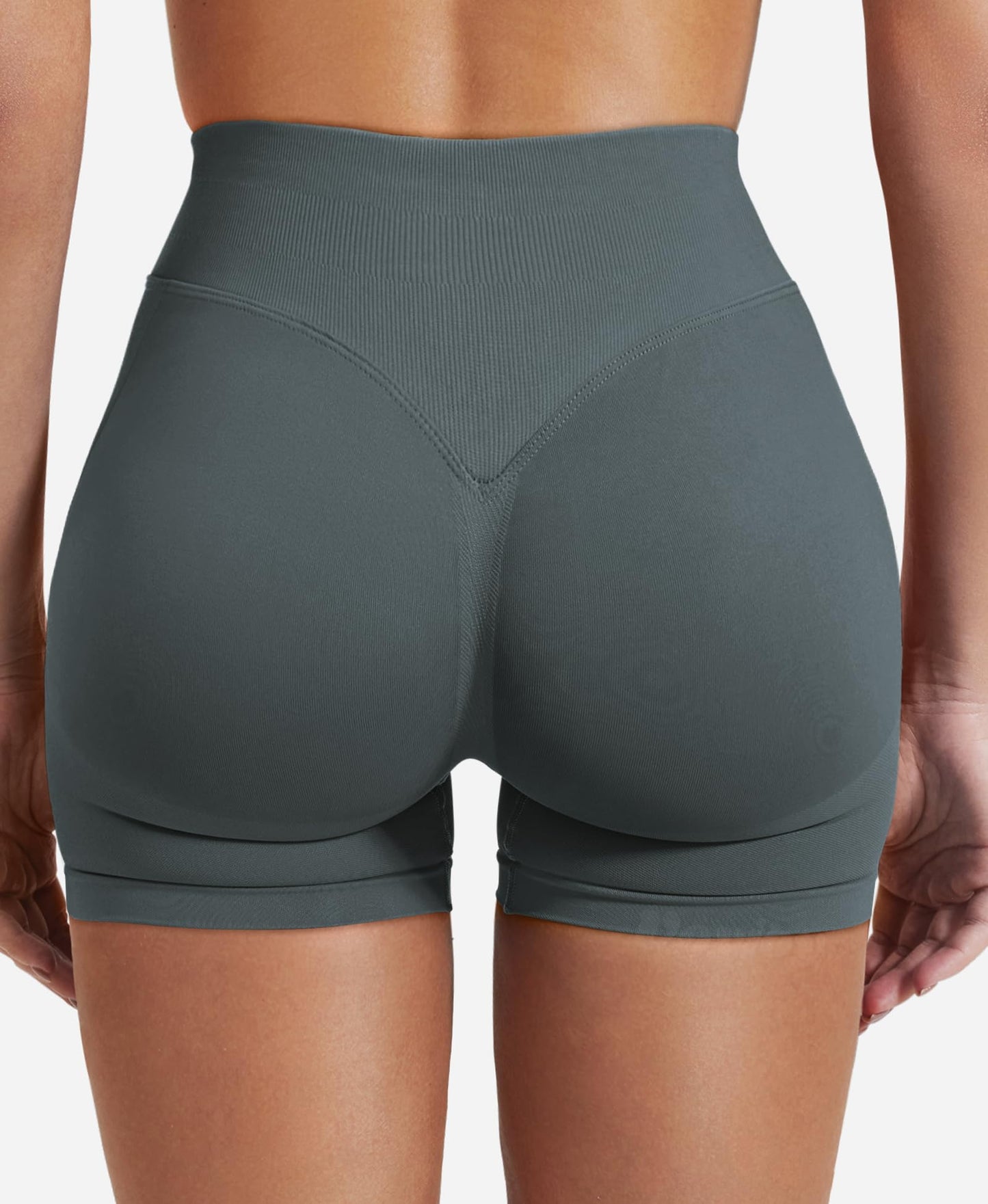 VOYJOY Women Workout Impact Shorts 2.5"/ 3.6"/ 4.5"/ 6" Scrunch Butt Lifting Gym Seamless Booty Biker Shorts Stormy Grey