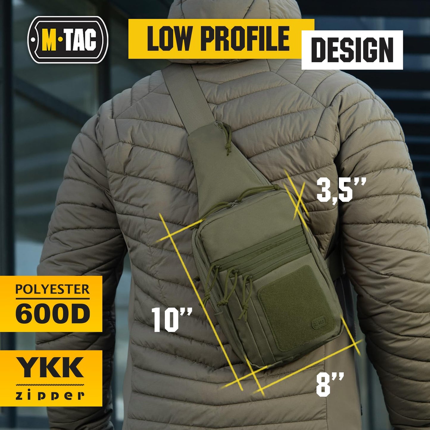 M-Tac Tactical Sling Bag for Men - Crossbody Concealed Carry Bag - Olive Mens Crossbody Holster Bag