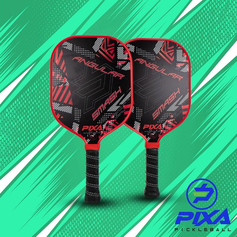 PIXA Angular Smash 13mm Fiberglass Beginner Pickleball Paddle Set of 2, with 4 Outdoor Pickleballs and Oxford Cloth Bag; Great Gift! USAPA Approved