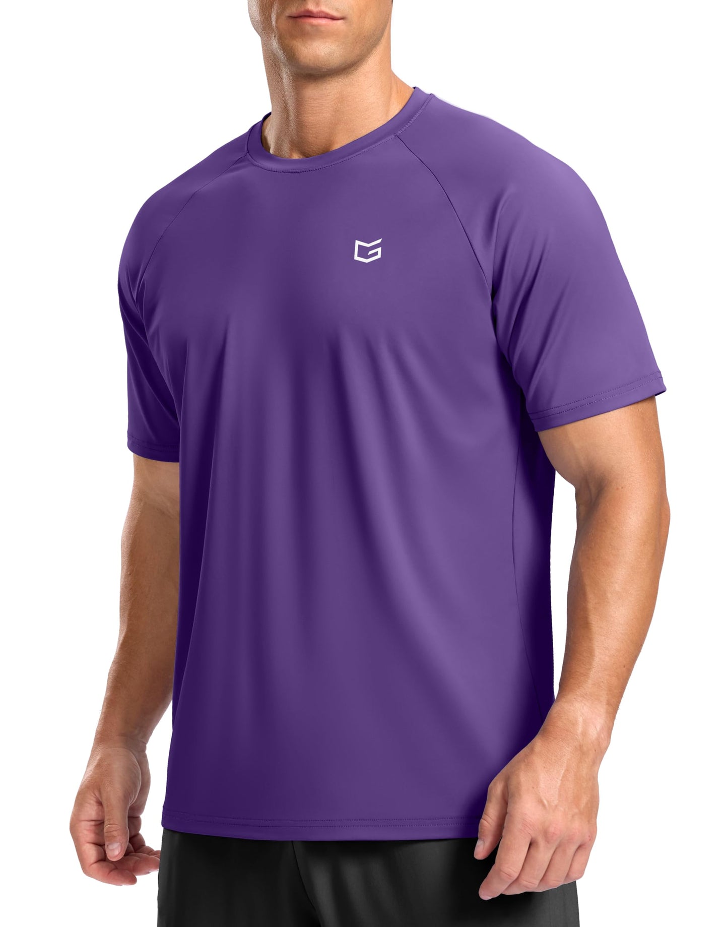 Men's Athletic Workout T-Shirts Moisture Wicking Cooling Running Shirts Short Sleeve Performance Tee for Gym Tennis(Purple,4XL)