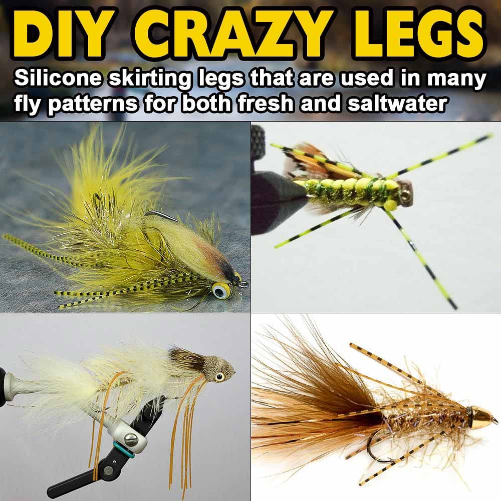 XFISHMAN Fly-Tying-Materials-Rubber-Legs-Silicone-Rubber-Skirt 12-24 Colors Fly Tying Supplies (Flash Rubber Legs 12 Colors kit)