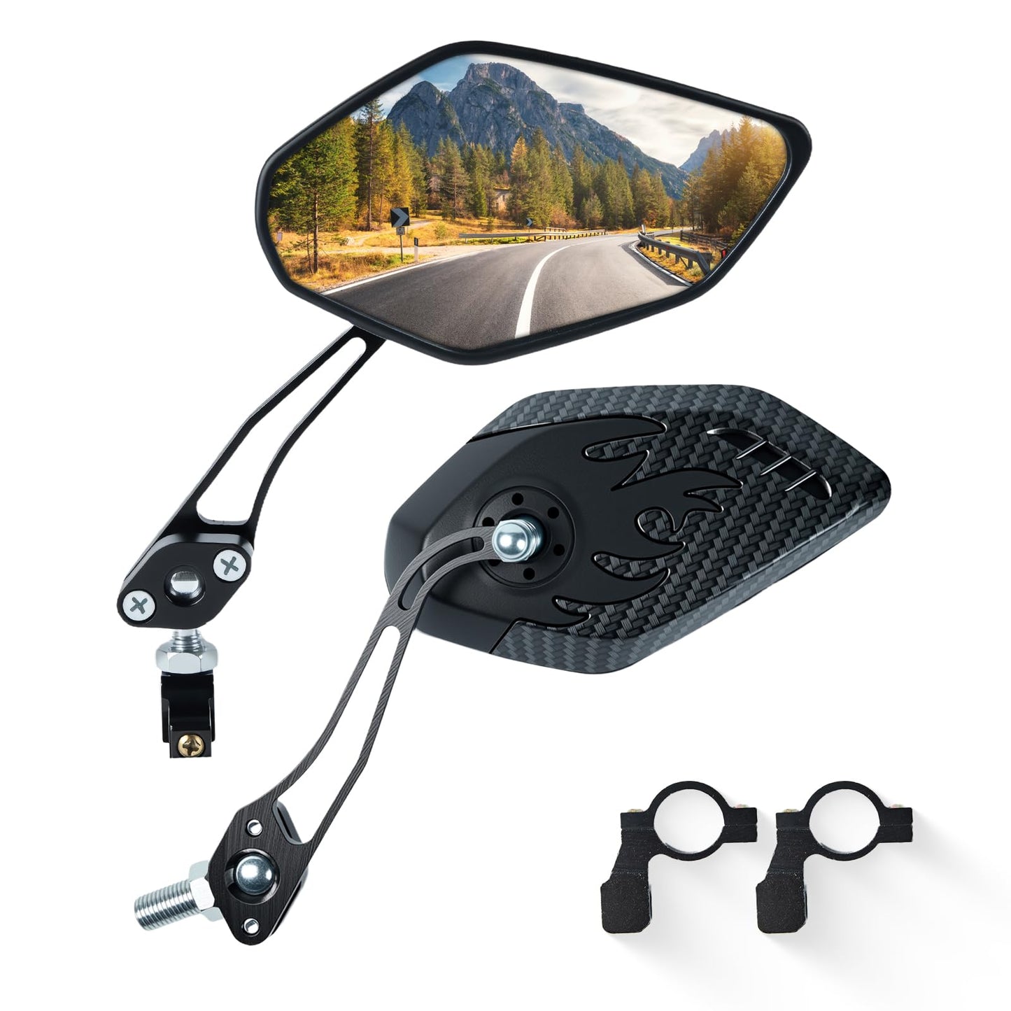 2 Pack Bike Mirrors, 360°Rotatable HD Wide Angle Rear View Mirror - Universal Handlebar Accessories for Mountain/Road Bike, Scooter, E-Bike (Black)