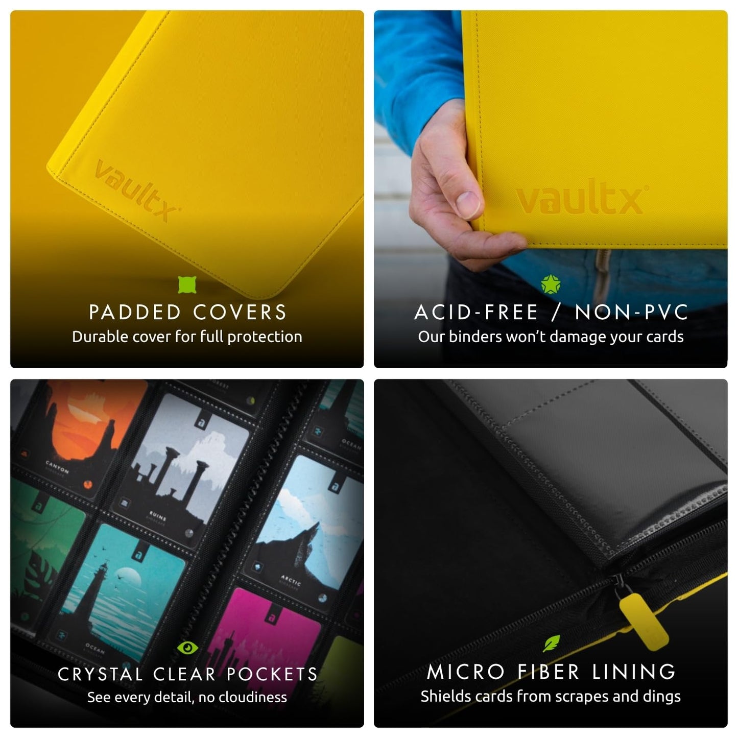 Vault X 12 Pocket XL Zip Trading Card Binder 624 Cards (Yellow)