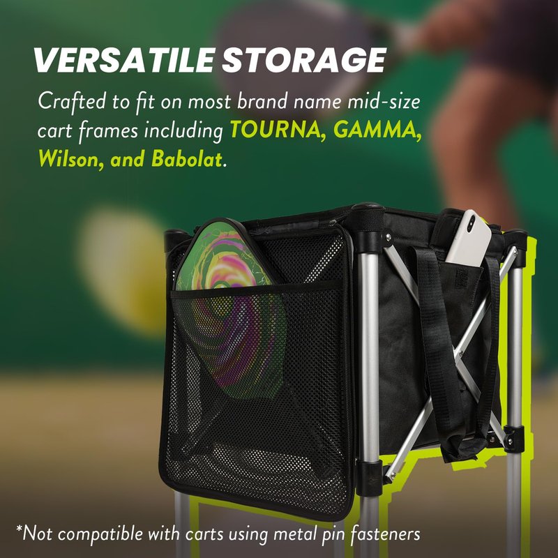 Racket Pets The Ball Tote - Replacement Bag for Tennis and Pickleball Pro Teaching Cart Hopper, Large Tote Bag For 150 Tennis Balls or 100 Pickleballs, Frame Not Included, (Black)