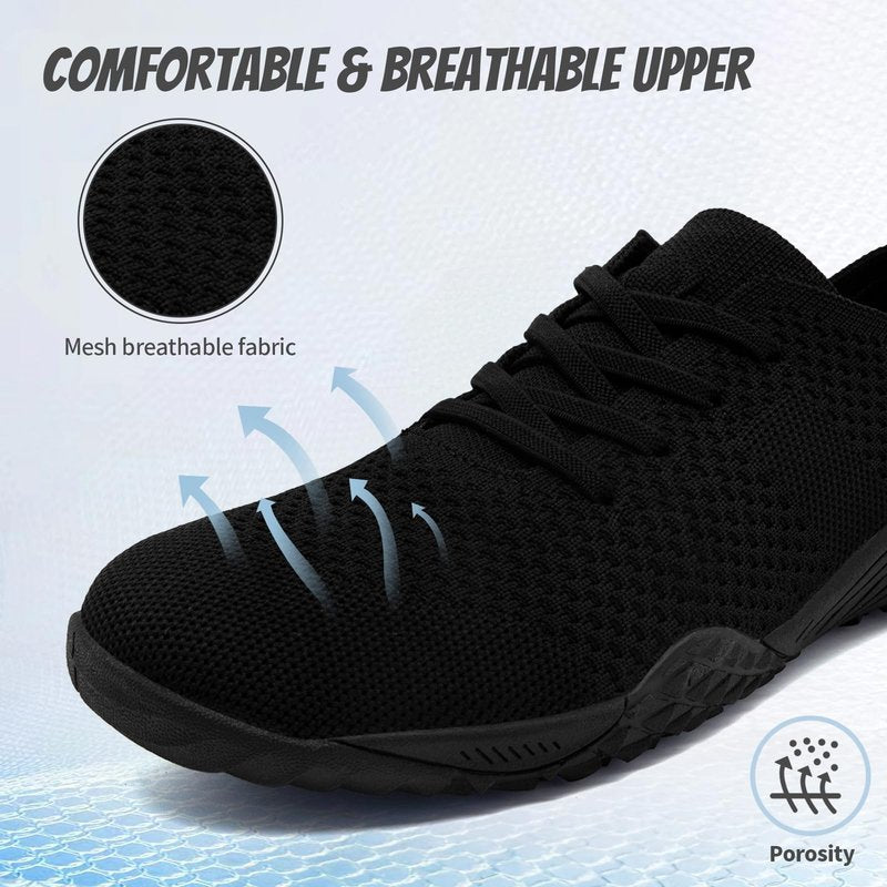 WCIDFY Barefoot Shoes Women Zero Drop Gym Walking Shoes Non Slip Minimalist Tennis Lightweight Breathable Yoga Sneakers Black 8