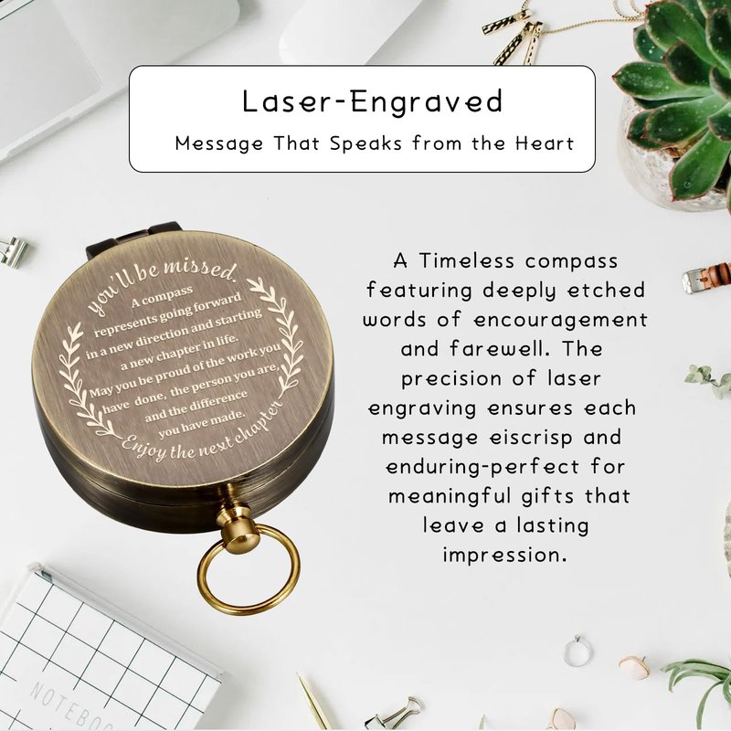 Compass Gift-Retirement Gifts for Men, Compass Present You Will Be Missed for Men, Coworker Leaving Farewell Going Away New Beginnings Gifts for Coworker Friends Him Nurse Boss Teacher Employee