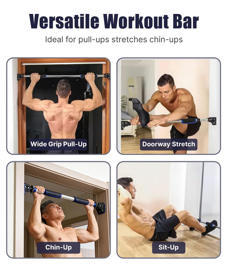 Pull Up Bar for Doorway Chin Up Bar, No Screws Door Frame Width Locking Adjustable 72-97cm (28-38 in) Body Fitness Training Equipment, Strength Training Pull-up Bars for Home Gym, Max Load 440lb