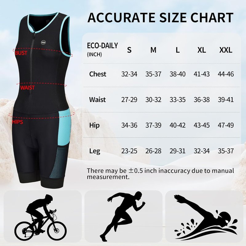 Women's Triathlon Suit - Padded Sleeveless Quick-Dry Skinsuit for Running, Swimming & Cycling | Comfortable Fit
