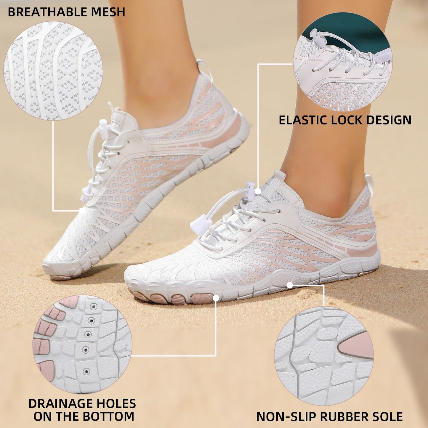 2026 New Barefoot Shoes for Women Mens,Hiking Barefoot Shoes Womens Footwear,Comfortable & Non-Slip Barefoot Vitality Shoe Women's Athletic Footwear,Wide Toe Box Water Shoe for Women Men Pink